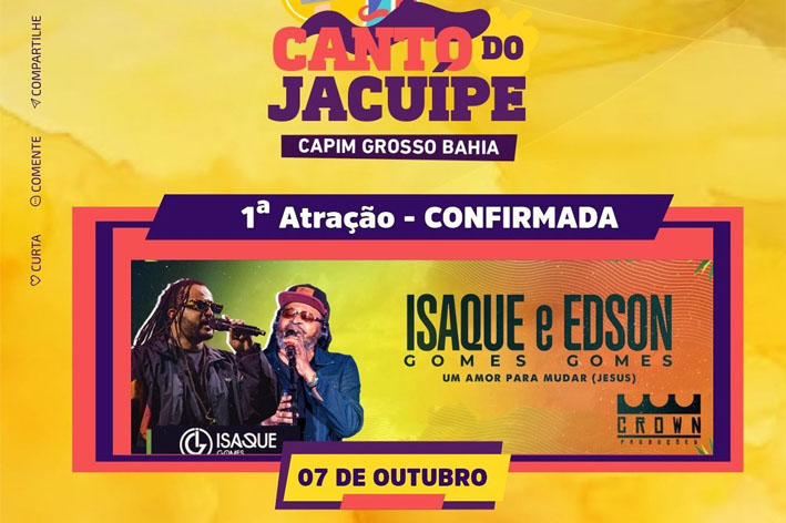 Consórcio Jacuípe confirma Edson Gomes como a 1ª atração do Festival de Música e Cultura Popular Canto do Jacuípe