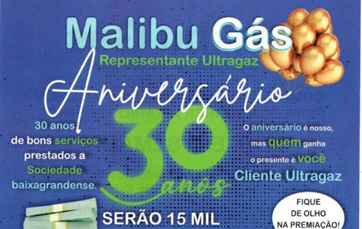 Em Baixa Grande Malibu do Gás completa 30 anos e vai dar 15 mil reais em prêmio