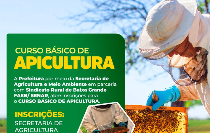 Prefeitura de Baixa Grande abre Inscrições para o Curso Básico de Apicultura!