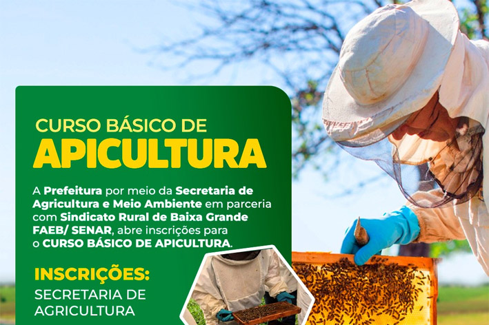 Prefeitura de Baixa Grande abre Inscrições para o Curso Básico de Apicultura!